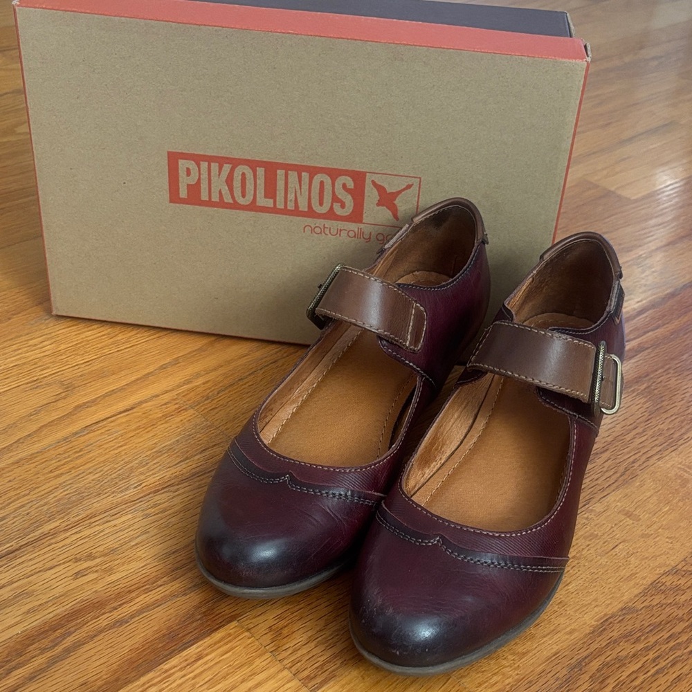 PIKOLINOS Rotterdam Burgundy and Brown Mary Jane